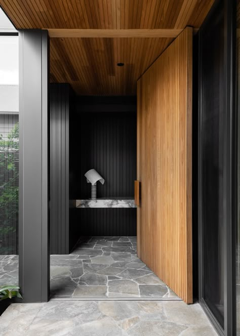 Seymour House by Lani Fixler Studio - Issue 08 Feature - The Local Project - The Local Project Black Interiors, Crazy Paving, Flagstone Flooring, Garden Paving, Natural Flooring, The Local Project, Entry Way, Floor Finishes, Local Design