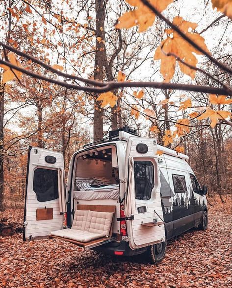 Fold down tables and slatted door panel siding Vw Kampeerwagens, Camping Vintage, Diy Campervan, Kombi Home, Small Rv, Campervan Life, Van Life Diy, Vw Crafter, Bus Life