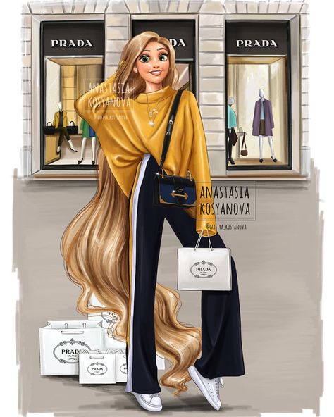 Russian Fashion Illustrator Shows How Disney Princesses Would Look If They Went Shopping Today Disney Mignon, Disney Swag, Modern Disney Characters, Mickey Mouse Outfit, New Disney Princesses, All Disney Princesses, Disney Princess Modern, Disney Princess Fashion, Princess Pictures