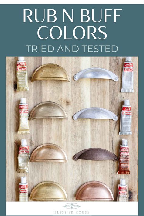 Comparing all of the metallic Rub n Buff Colors to find the best gold, silver, and copper colors for craft projects. Best Gold Spray Paint, Rub And Buff, Rub N Buff, Diy Lampe, Metallic Powder, Gold Spray Paint, Furniture Renovation, Decoration Inspiration, Diy Door