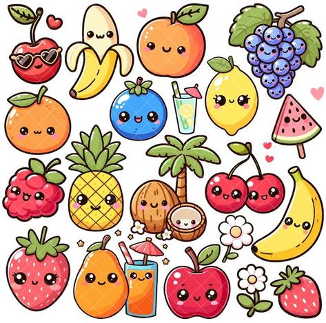 Money Aesthetic Drawing, Character Palette, Fruit Doodle, Fimo Kawaii, Fruit Png, Kawaii Fruit, Food Doodles, Fruit Cartoon, Fruits Drawing