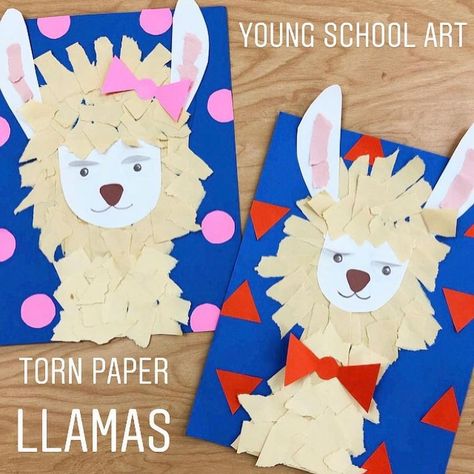 @youngschoolartwithmr.g shared a photo on Instagram: “Torn Paper Llamas #youngschoolart #tornpapercraft #papercrafts #llamas #llamacraft #kindergarten #firstgrade #animalcrafts #rippedpaper…” • Aug 12, 2021 at 2:41pm UTC Lama Crafts For Preschool, Llama Arts And Crafts, Llama Handprint Craft, Llama Llama Craft, Llama Llama Lesson Plans, Llama Art Project, Llama Preschool Craft, Is Your Mama A Llama Activities, Llama Crafts For Preschoolers