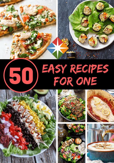 Need a recipe for one? Try any of these 50 meals for one. You'll love that they're healthy and easy to prepare, for dinner or any meal! Easy Recipes For One, Single Serving Meals, Recipes For One Person, Healthy Dinner For One, Easy Dinners For One, Paleo Easy, Single Serve Meals, Dinner Paleo, One Person Meals