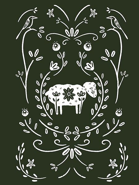 Folk Art Sheep by bumblebeehollow | Redbubble Folk Vibes Aesthetic, Folk Art Bee, Irish Folk Art, Swiss Folk Art, Folk Art Sheep, Sheep Tattoo, Sheep Illustration, Traditional Folk Art, Irish Heritage