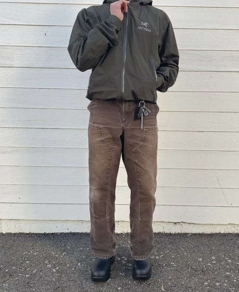 Men’s Workwear Outfit, Arcteryx Mens Outfit, Knee Pants Outfit, Tobias Rhodes, Arcteryx Outfit, Carhartt Pants Outfit, Gorpcore Men, All Rhodes Lead Here, Gorpcore Workwear