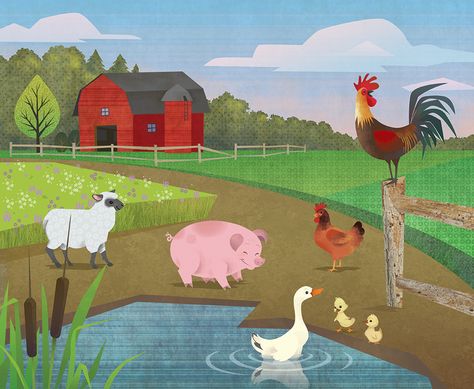 Farm Math Activities, Farm Math, Farm Illustration, Old Mcdonald, Farm School, Farm Paintings, Children Sketch, Mc Donald, Nursery Paintings