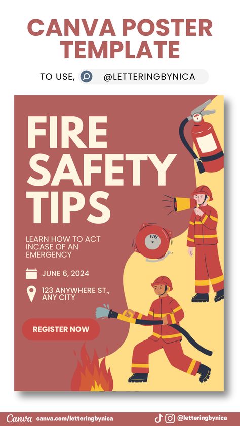 Safety meets visual appeal in our Red and Yellow Illustrative Fire Emergency Poster. Crafted by expert designers at Canva, these posters not only raise awareness about fire emergencies but also blend seamlessly with any decor. Their vibrant colors stimulate quick response during emergencies while their informative and comprehensive design ensures everyone knows what to do when disaster strikes. Stay safe and stylish with our Fire Emergency Poster! Fire Awareness Poster, Emergency Poster Design, Fire Drill Poster, Poster Making Topics, Fire Prevention Poster Ideas, Safety Poster Design, Fire Prevention Poster, Safety Awareness Poster, Disaster Poster