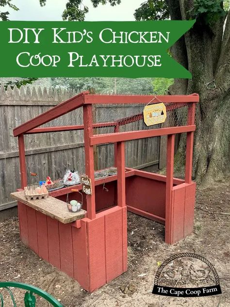 DIY Kid's Chicken Coop Playhouse Chicken Coops Out Of Playhouse, Turning A Playhouse Into A Chicken Coop, Playhouse To Chicken Coop Conversion, Kids Play House Turned Chicken Coop, Playhouse Turned Chicken Coop, Playhouse Kids, Homestead Livestock, Homestead Animals, Homestead Blog