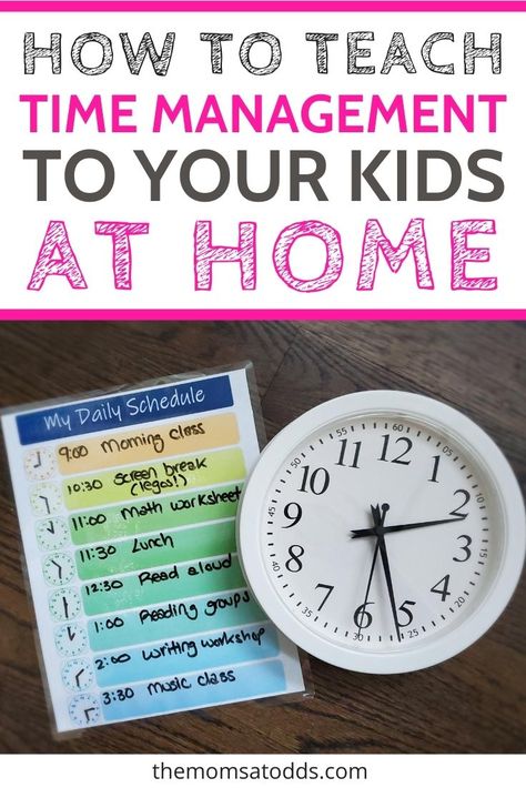 Time management is such an important skill for elementary students, but can be challenging. Teaching your kids how to effectively manage their time will help them succeed in school. Here is a simple way to teach time management to kids, great for little ones even kindergarteners, that you can work on at home. #timemanagement #momtips Time Management Kids, Teaching Time Management, Teacher Time Management, Time Management Activities, Time Management Quotes, Time Management Strategies, How To Teach Kids, Teaching Time, Time Management Skills