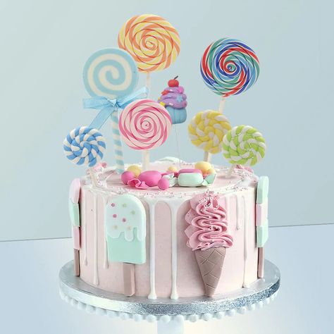 Smarter Shopping, Better Living! Aliexpress.com Lollipop Cake Topper, Baking Birthday Cake, 1st Birthday Cupcakes, Lollipop Birthday, Lollipop Cake, Swirl Lollipops, Birthday Cake Decoration, Girl Birthday Decorations, Sweet Cupcakes