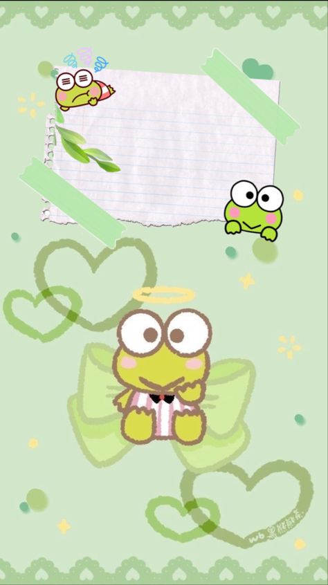 Sanrio Wallpaper Iphone Keroppi, Cute Keroppi Wallpaper, Keroppi Y2k Wallpaper, Keroppi Wallpapers Aesthetic, Green Keroppi Wallpaper, Special Wallpaper, Ios Design, Locked Wallpaper, Sanrio Wallpaper