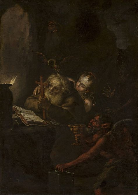 The Temptation of St. Anthony (18th Century) - Unknown Master Paintings 18th Century, Temptation Of St Anthony, St Anthony, The Shadow, 18th Century, Paintings, Art