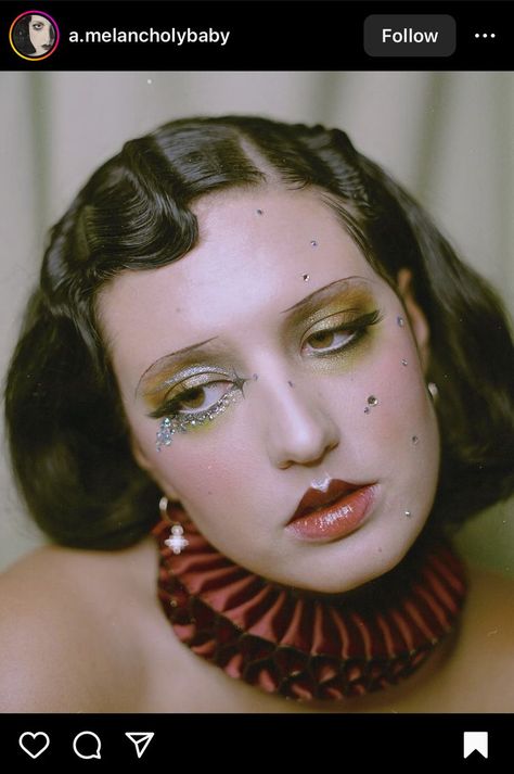 Trapeze Makeup, Starry Night Makeup, Starry Makeup, Cabaret Makeup, Spooky Board, Body Extension, Burlesque Makeup, Circus Makeup, 1920s Makeup