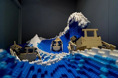 Hokusai Great Wave, Best Lego Sets, Giant Waves, Monte Fuji, Lego Sculptures, Cimorelli, Mont Fuji, Lego Blocks, Colossal Art