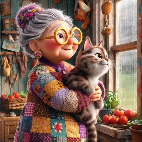 Cat Grandma, Grandmother Pictures Cartoon, Old Lady Meme, Feel Good Pictures, Cartoon Grandma, Old Lady Meme Funny, Old Lady Memes Humor, Diy Kits For Adults, Art Beat