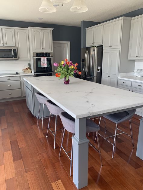 Kitchen Island As Dining Table Layout, Kitchen Island No Dining Table, Kitchen With Island As Dining Table, Extend Island In Kitchen, Elongated Kitchen Islands, Dining Room Island Table, Table Islands In Kitchen, Eat Around Kitchen Island, Large Island With Seating For 6