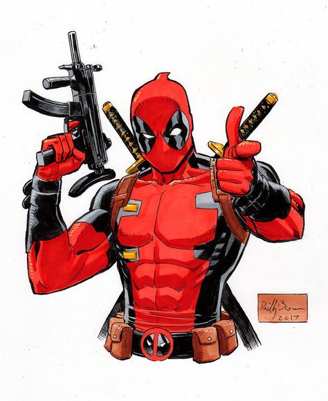 Deadpool by ReillyBrown Deadpool Comic Book, Deadpool Pictures, Deadpool Drawing, Deadpool Artwork, Kubo And The Two Strings, Deadpool Art, Deadpool And Spiderman, Deadpool Comic, Comic Book Art Style