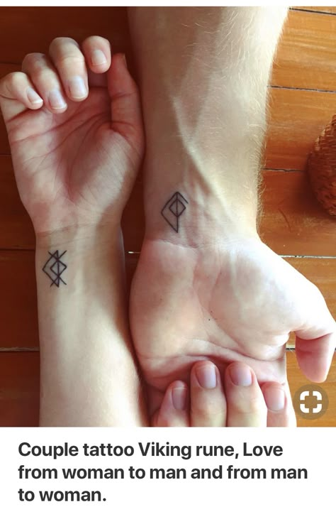 Viking Couple, Runes Tattoo, Viking Rune Tattoo, Couple Tattoo Ideas, Romantic Tattoo, Rune Viking, Small Couple Tattoos, Couples Tattoo, Tattoos Matching