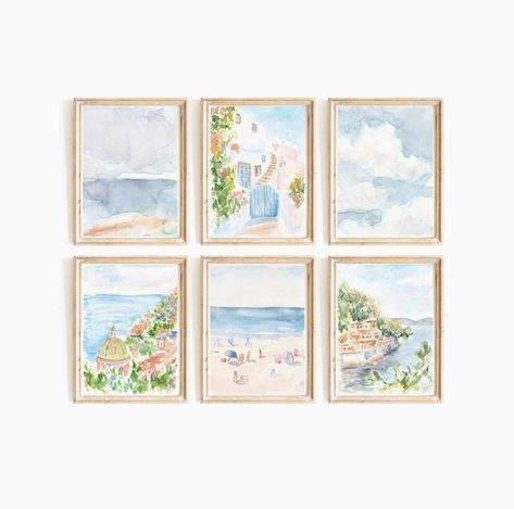 Italy Coast, Coastal Room, Dorm Wall Art, College Dorm Room Decor, Dorm Walls, Watercolor Prints, Coastal Wall Art, Summer Prints, Beach Wall Art