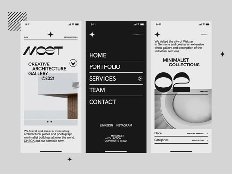 Mobile Architecture Minimalist Layout by Tomasz Mazurczak on Dribbble Typography App, Architecture Minimalist, Mobile Architecture, Ui Design Mobile, Studio Marketing, Website Concept, Logo Creator, Directory Design, Desain Editorial