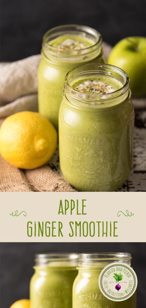 Apple Ginger Recipes, Apple Ginger Smoothie, Apple Cider Smoothie, Ginger Smoothie Recipes, Apple Smoothie Recipes, Super Green Smoothie, Apple Snacks, Ginger Smoothie, Yummy Smoothie Recipes