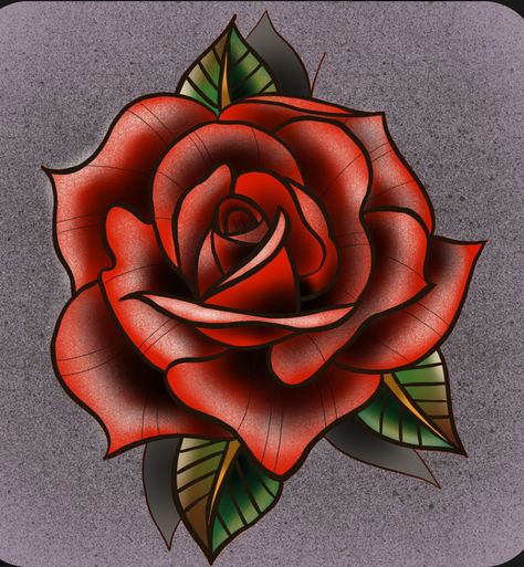 Old School Tattoo Rose Design, Rose Tattoo Colored Design, Color Rose Tattoo Design, Neotraditional Rose Tattoo Design, Neo Traditional Rose Tattoo Design, Mexican Rose Tattoo, New School Rose Tattoo, Neotraditional Rose Tattoo, Classic Rose Tattoo