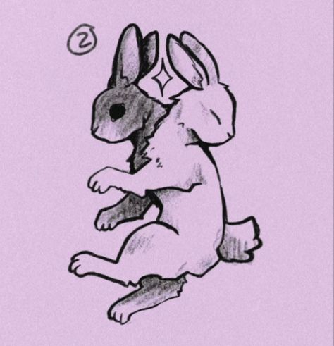 tattoo was originally created by @ / paint.my.house on insta this is just so i can have potential tattoos all in one spot :) Jackalope Drawing Tattoo, Cat Tattoo Illustration, Gothic Bunny Tattoo, Two Bunnies Drawing, Two Headed Rabbit Tattoo, Animal Flash Tattoo, Bunny Tattoo Design, Odd Tattoos, Rabbit Tattoo Ideas