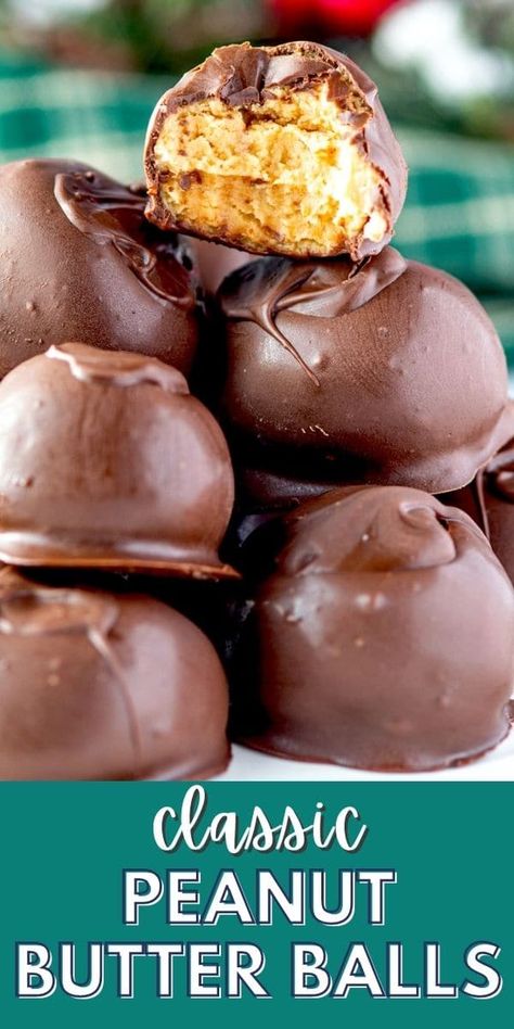 Candy Recipes Homemade Easy, Recipe Peanut Butter Balls, Easy Peanut Butter Balls, Peanut Butter Balls Easy, Chocolate Peanut Butter Balls, Buckeyes Recipe, Peanut Butter Balls Recipe, Christmas Truffles, Easy Candy Recipes