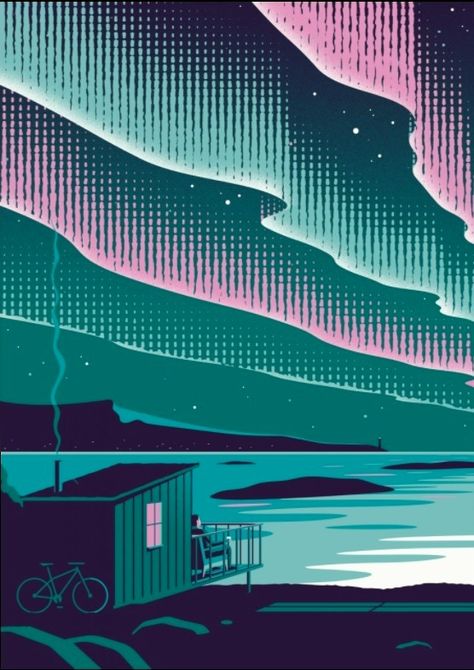 Northern Lights Illustration, Jack Daly, Northern Lights Artwork, Lights Illustration, Pastel Poster, Illustration Agency, Artwork For Home, Elements Of Design, Paint And Sip