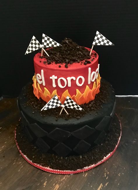 Monster Truck El Toro Loco themed Happy Birthday Cake Monster Jam Cake, Monster Jam Birthday Party, Monster Jam Birthday, Monster Jam Party, Jam Cake, Monster Truck Party, Monster Trucks Birthday Party, Monster Truck Birthday, Trucks Birthday Party