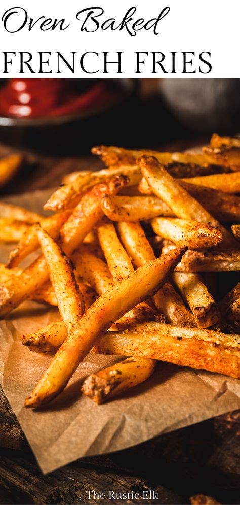 Looking for some delicious french fries? These healthy, oven baked fries are seasoned to perfection, paleo friendly, and absolutely to die for. #frenchfries #paleo #healthyeating Seasoned French Fries Recipe, Seasoned French Fries, French Fry Recipe, Fried French Fries, Oven Baked French Fries, Baked French Fries, Oven Baked Fries, Crispy Oven Fries, Oven Fries