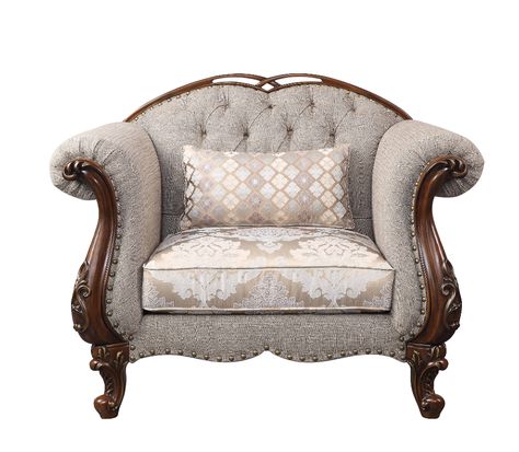 ​Miyeon Chair with1 Pillow in Fabric & Cherry - Walmart.com - Walmart.com Button Tufted Chair, Tufted Arm Chair, Tufted Chair, Acme Furniture, Chesterfield Chair, Fabric Armchairs, Beautiful Chair, Wood Trim, Fabric Seat