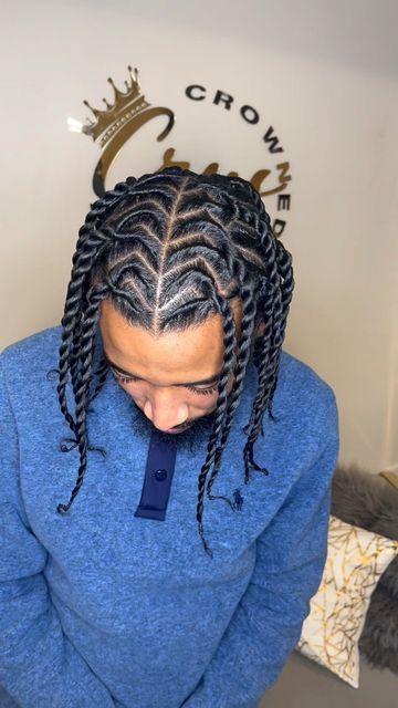 Men Rope Twist Styles, Kamikaze Twist Hairstyle Men, Kamikaze Braids, Kamikaze Twists Men, Kamakazi Twist Men, Braid Styles For Men Long Hair, Kamikaze Twist, Men’s Twist Hairstyles, Rope Twist Men