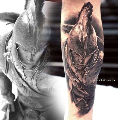 Achille Tattoo, Greek Soldier Tattoo, Soldier Tattoo Ideas, Herren Hand Tattoos, Tatoo 3d, Warrior Tattoo Sleeve, Gladiator Tattoo, Soldier Tattoo, Greek Soldier