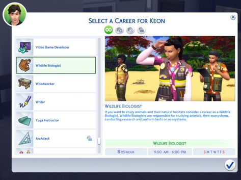 Wildlife biologist Career - The Sims 4 Mods - CurseForge The Sims 4 Career Mods, Sims 4 Cc Jobs, Sims 4 Careers, Sims 4 Jobs, Animals And Their Habitats, Wildlife Biologist, Work Outside, Pregnancy Books, Sims Games