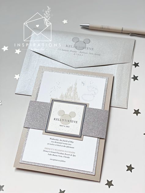 Sparle and shine for your big day at Disney! Disney Wedding Invitations Diy, Disney Wedding Invites, Disney Wedding Invitations, Cherry Blossom Wedding Theme, Disney Invitations, Tema Disney, Grand Floridian Disney, Disney World Wedding, Christmas Wedding Invitations