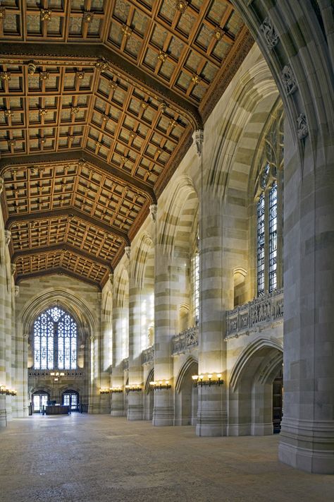 Oak Ceiling, Cathedral Of Learning, College Architecture, Wrought Iron Chandeliers, Cathedral Architecture, Electric Light, Masonry Wall, Gothic Revival, Yale University