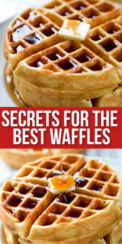 Homemade Fluffy Waffles, Waffle Making Tips, Best Ever Waffle Recipe, Fluffy Crispy Waffles, Waffles Using Pancake Batter, Crispy Waffles In Waffle Maker, Dense Waffle Recipe, How To Cook Waffles, The Best Waffle Recipe Ever