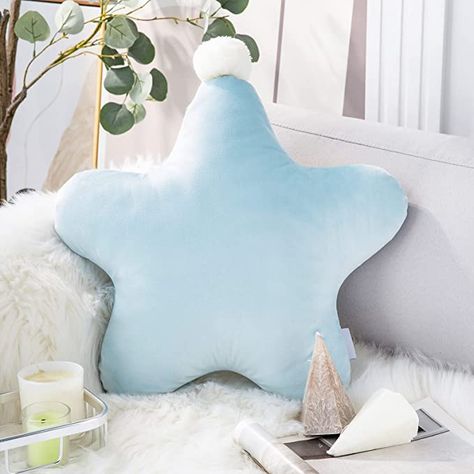 Amazon.com: Ashler 3D Star Throw Pillows ,Light Blue Stars Pillows for Kids,Star Shaped Ultra Soft Velvet 18 X 18 Inches Throw Pillow, for Bedroom Room Home Decoration : Home & Kitchen Blue Room Themes, Preppy Pillows, Pillows For Kids, 3d Star, Shaped Pillow, Pillows Flowers, Accent Throw Pillows, Cute Stars, Star Pillows