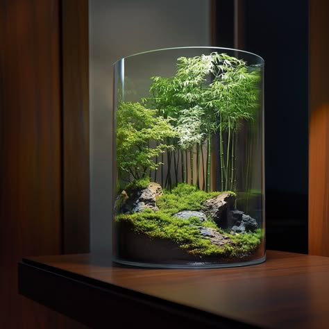 Homemade Terrarium In A Jar, Bamboo Terrarium, Bowl Aquascape, Green Business Ideas, Tropical Terrariums, Vivarium Ideas, Terrarium Tank, Modern Terrarium, Bonsai Terrarium