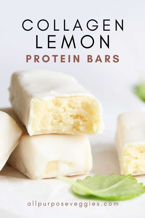 Satisfy your sweet tooth and fuel your body with these Homemade Lemon Protein Bars made with Collagen Peptides. These bars make the perfect healthy dessert or post-workout snack, with a soft and chewy texture and just the right balance of sweet and tangy lemon flavor. The collagen peptides in these bars have numerous benefits for your hair, skin, and joints, making them a great addition to your diet.   #proteinbars #lowcarb #healthysnacks Collagen Powder Recipes, Lemon Protein, Collagen Protein Bars, Real Food Snacks, Collagen Recipes, Protein Bars Homemade, Protein Bar Recipes, Gluten Free Sides Dishes, Chewy Sugar Cookies