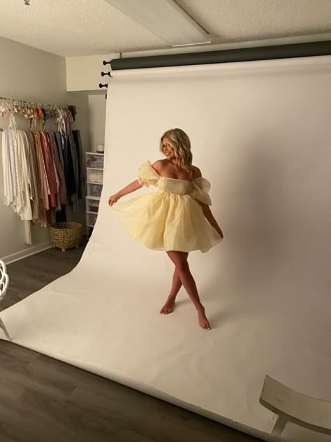 yellow Selkie dress, mesh top, photo shoot, blonde hair, posing, senior pictures behind the scene Yellow Tulle Dress Short, Yellow Selkie Dress, Short Tulle Dress Photoshoot, Selkie Dress Photoshoot, Tulle Dress Photoshoot, Yellow Tulle Dress, Selkie Dress, Paris Photo Shoot, Tulle Dress Short