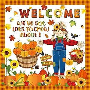 Bulletin Board Sets, Classroom Bulletin Boards, Scarecrow, Bulletin Boards, Honeycomb, Fall Pumpkins, Classroom Decorations, Classroom Decor, Thanksgiving