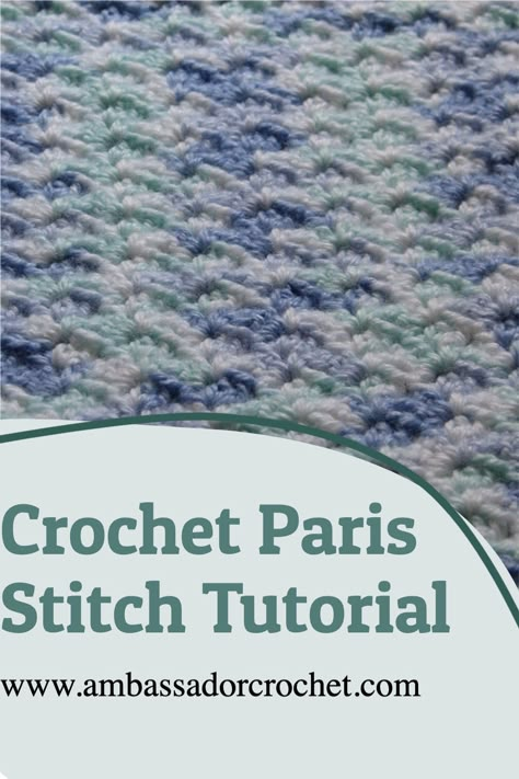 Crochet Paris Stitch Tutorial- Step by Step instructions Crochet Paris Stitch, Paris Stitch Crochet, Afgan Patterns, Crocheting Stitches, Cotton Crochet Patterns, Crochet Washcloths, 100 Crochet Stitches, Striped Crochet Blanket, Crochet Blanket Pattern Easy