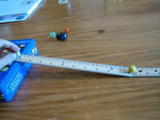 Collision. Record how far each marble traveled after the collision. Change marble size and number (2 hitting 1 or 1 hitting 2) to account for mass and energy variables. Conservation Of Momentum, Golgi Apparatus, Group Description, Elementary School Science, Newton's Laws, Matter Science, 8th Grade Science, Science Lesson, Force And Motion