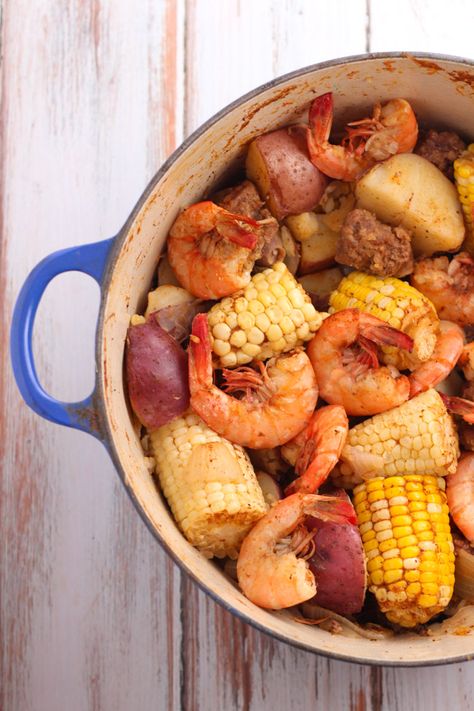 Old Bay Shrimp Boil - Cooking is Messy Shrimp Boil Recipe Old Bay, Old Bay Shrimp Boil, Seafood Boil Seasoning, Old Bay Shrimp, Shrimp And Corn, Shrimp Boil Recipe, Seafood Boil Recipes, Recipes Seafood, Boiled Food