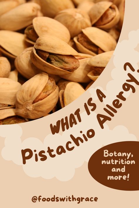 picture of pistachios in a circular frame, title reads "What is a pistachio allergy?" Pistachio Tree, Nut Allergy, Tree Nut Allergy, Food Allergies Awareness, Allergy Awareness, Edible Seeds, Peanut Allergy, Pistachios Nuts, Types Of Fruit