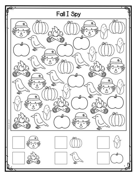 Free Sped Printables, Preschool I Spy Free Printables, Preschool I Spy Printables, I Spy Fall Printable, Kindergarten Fall Worksheets Free Printables, Fall Free Printables Preschool, Fall Preschool Worksheets Free Printables, Preschool Fall Worksheets Free, 1st Grade Fall Worksheets