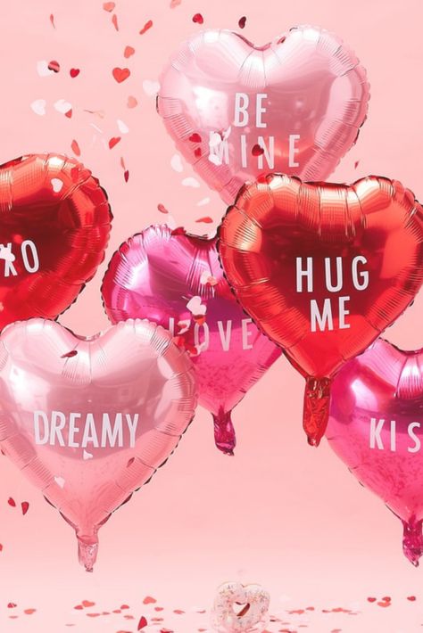 Valentines Aesthetic, Ballon Helium, Valentines Wallpaper Iphone, Valentinstag Party, Valentines Balloons, Valentines Inspiration, Diy Valentine, Valentines Wallpaper, Pink Valentines