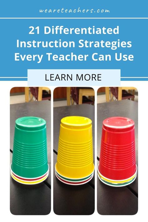 Learn how to apply differentiated instruction strategies to your classroom, ensuring every student has a chance to succeed each day. Sped Teaching Strategies, Differentiation Strategies Elementary, How To Differentiate Instruction, New Teaching Strategies, Differentiation In The Classroom Ideas, Math Differentiation Strategies, Instructional Strategies Elementary, Active Learning Strategies Teaching, Differentiated Instruction Kindergarten